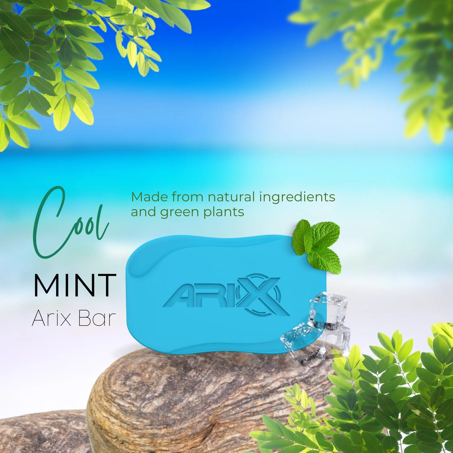 ARIX Cool Mint Soap I with Menthol Fresh I Handmade natural ingredients I Cooling & Soothing Effect on Skin I Deep Cleansing I Bathing Bar for Women & Men with All Skin Types (Set of 5)