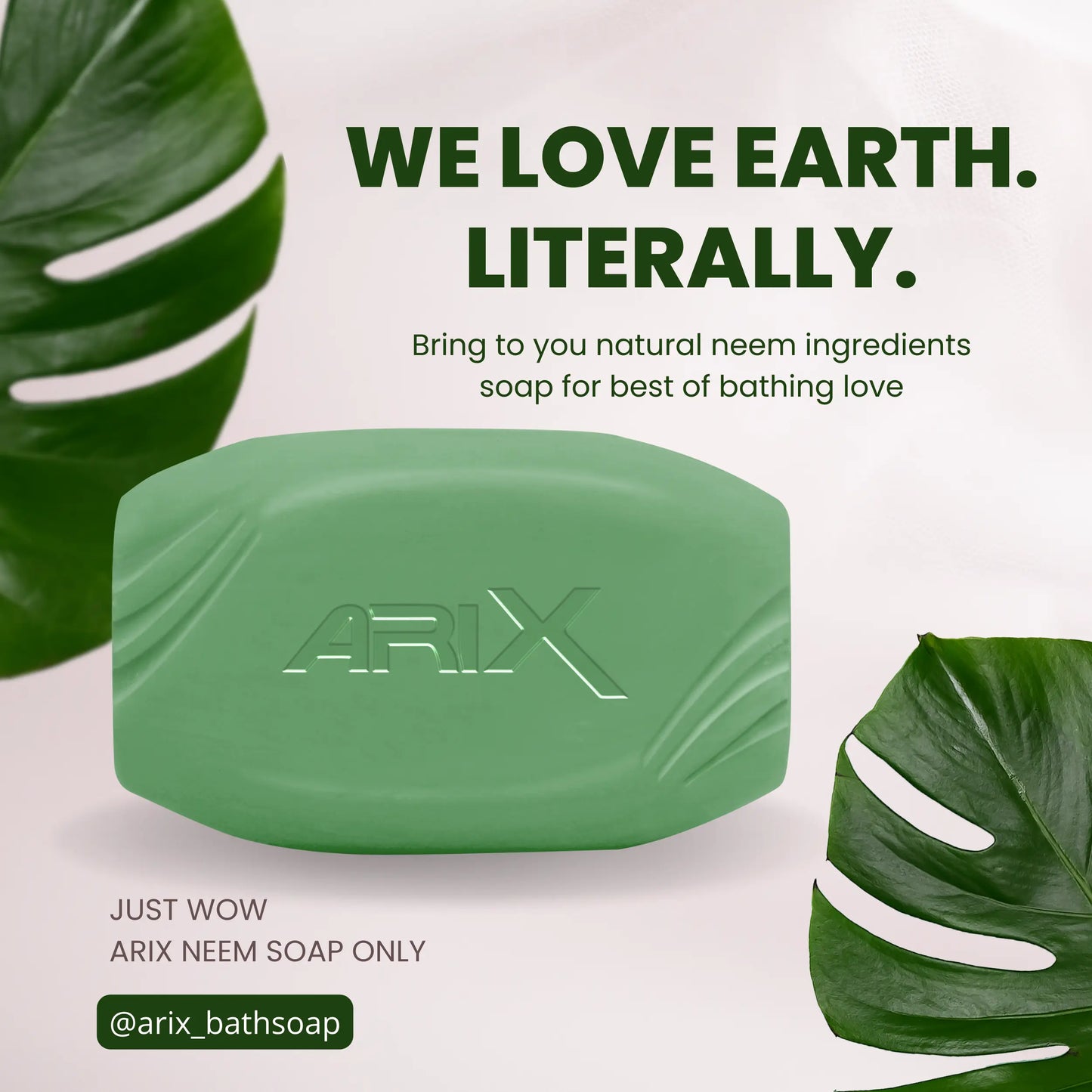ARIX Neem Soap I Herbal Bathing Bar with Essential Oils I Goodness of Neem Leaves I Anti-Bacterial I for Smooth Soft Moisturised & Nourished Skin (Pack of 4 + 1)