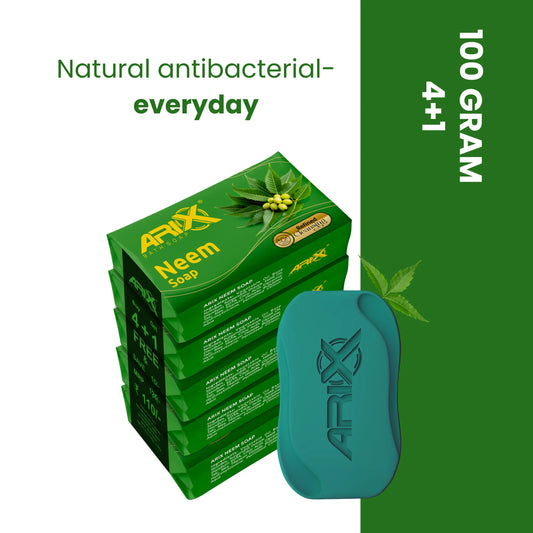 ARIX Neem Soap I with Goodness of Neem Leaves I Herbal Bathing Bar with Essential Oils I Anti-Bacterial I for Smooth, Soft, Moisturised & Nourished Skin I Suitable for All Skin Types (Set of 5)