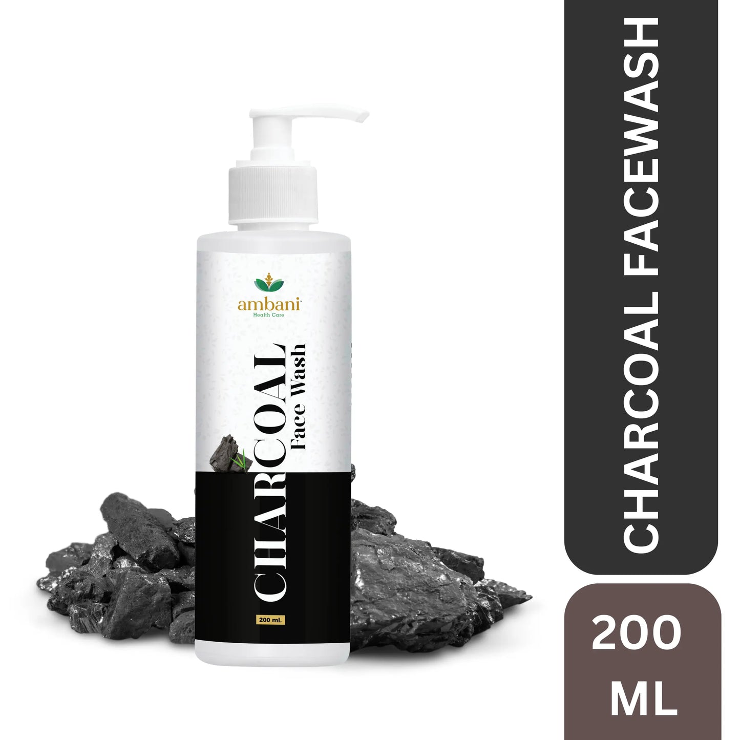 AMBANI HEALTH CARE Charcoal Face Wash I Fights Pollution, Blackheads, Dark Spots, Acne, and Pimples, Oil Control I Deep Detox I Charcoal for Fresh, Glowing Skin I Suitable for All Skin Types – 200gm