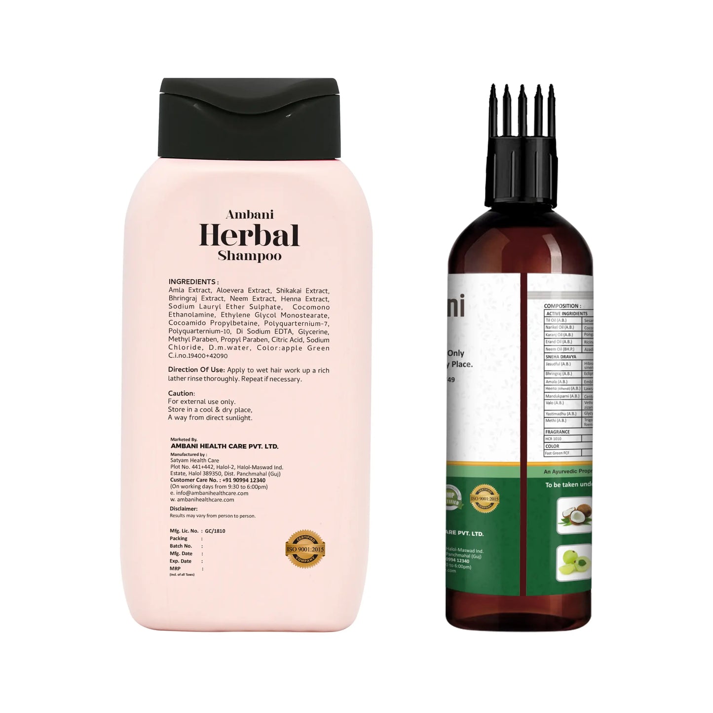 AMBANI HEALTH CARE Herbal Hair Shampoo and Oil I Natural I Promotes Hair Growth I Reduce Hair Fall & Dandruff I Thick Healthy & Strong Hair I for Women & Men I Ayurvedic Hair Care Kit - 200ML + 100ML