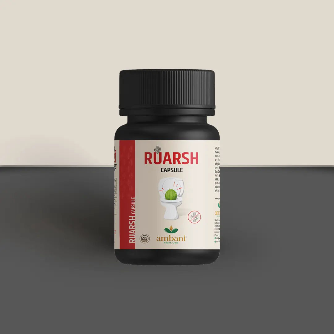 AMBANI HEALTH CARE Ayurvedic Ruarsh Capsule I Relief from Hemorrhoids I All-Natural, Vegetarian I Reduces inflammation and swelling I Relieve in Bleeding, Burning & Pain