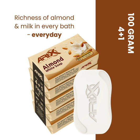ARIX Almond Soap I with Essential Oil I Natural Cleanser I Clear, Glowing & Radiant Skin I Handmade Bathing Bar for Face & Body I Moisturizing I Suitable for All Skin Types (Pack of 5 Soap)