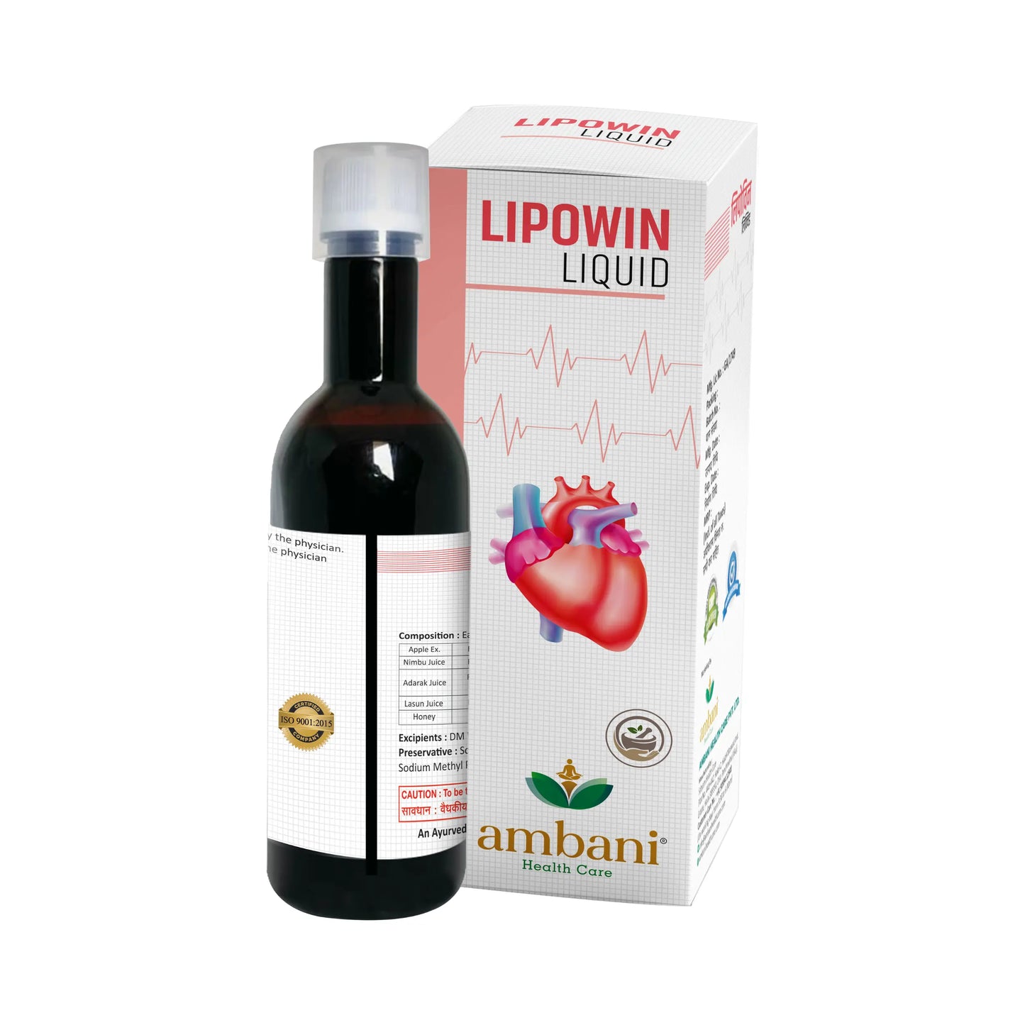 AMBANI HEALTH CARE Ayurvedic Lipowin Liquid - 500ml, Apple Cider Vinegar, Garlic, Lemon, Honey, Cholesterol Control & Reduces Blood Pressure, Metabolism, Heart Health Juice for Cardiac Diabetic Care