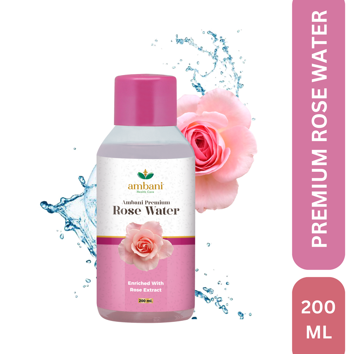 AMBANI HEALTH CARE Premium Rose Water I Natural Gulab Jal I for Skin, Face & Hair I Deep Hydration with Deshi Gulaab I Alcohol-Free I Cleanses, Hydrates & Moisturises Skin for Women & Men