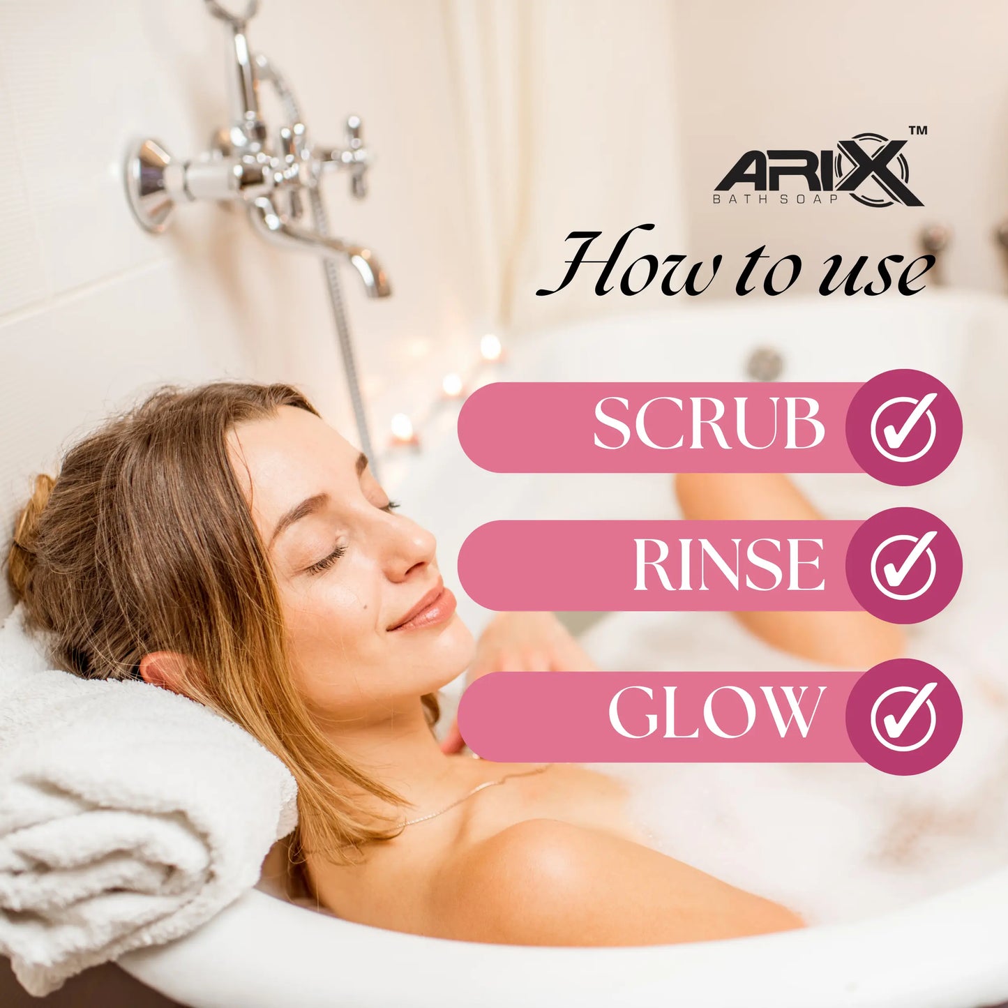 ARIX Rose Soap I Handmade Rose Scented Bathing Bar for Face & Body I Smooth, Soft Moisturized, and Glowing Skin I Sulphate & Paraben free I for Women & Men with All Skin Types (Set of 5)