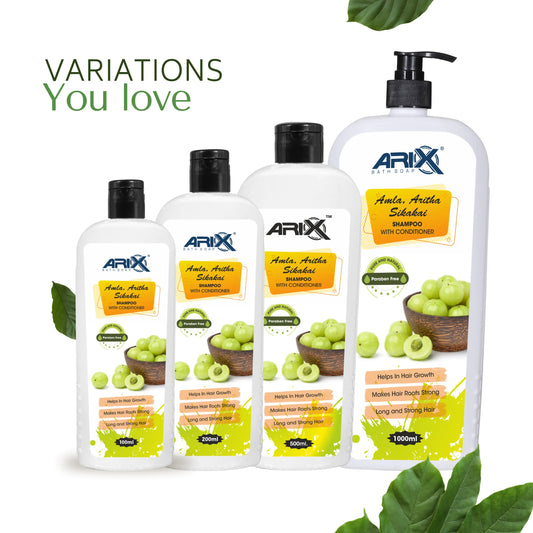 ARIX Herbal Amla, Aritha, and Sikakai Shampoo Conditioner I with Natural Ingredients I Promotes Healthy, Shiny, and Glossy Hair I Nourishes Scalp I Dandruff & damage Control I for Women & Men (500 ML)