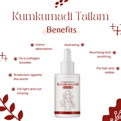 AMBANI HEALTH CARE Kumkumadi Facial Oil I 100% Organic I Natural Ingredients I for Soothing Moisturizing & whitening Skin I Ayurvedic Herbal Oil for Acne, Pimples, & Spots I for Women & men – 30 ML