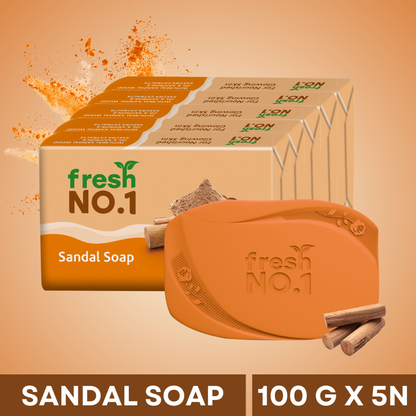 Pure Radiance Sandal Bathing Bar | Moisturising & Rejuvenating | Soft, Smooth & Younger-Looking Skin | Pack of 5 × 100 g