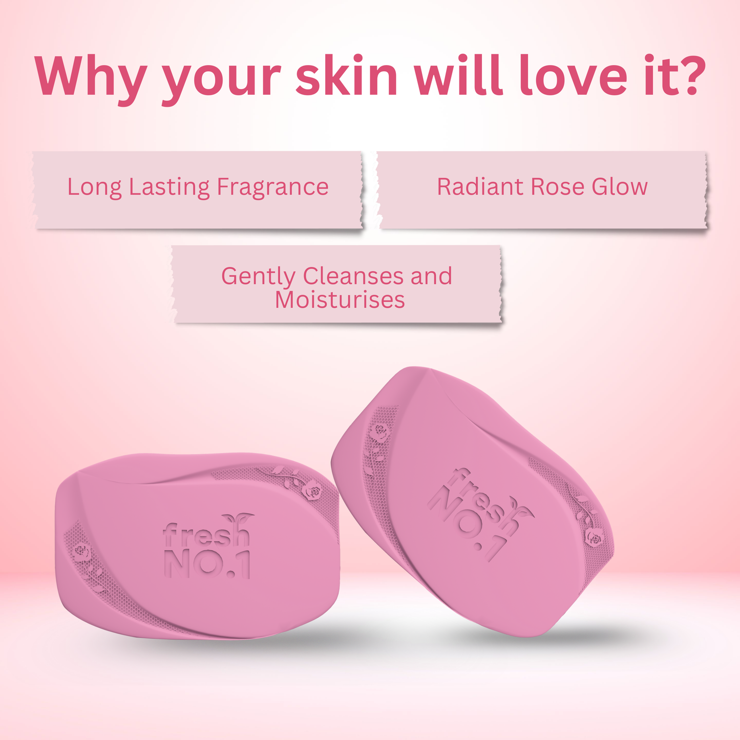Glowing Rose Bathing Bar | Infused with Rose for Oil Control & Acne Care | Moisturising & Cleansing Bar | Pack of 5 x 100 g