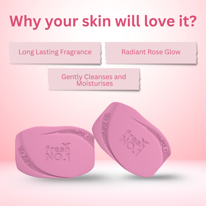 Glowing Rose Bathing Bar | Infused with Rose for Oil Control & Acne Care | Moisturising & Cleansing Bar | Pack of 5 x 100 g