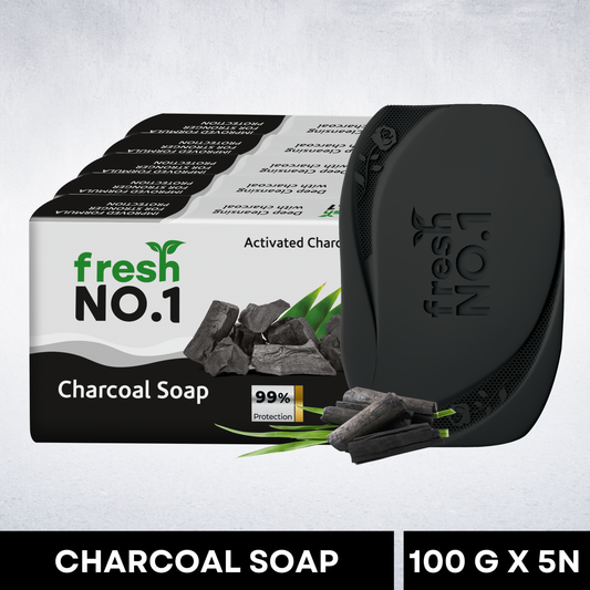 Charcoal Soap | Deep Cleansing & Detoxifying Bath Bar | Helps Reduce Acne & Blackheads | Firms & Refreshes Skin | Suitable for All Skin Types | Pack of 5 x 100 g