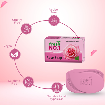 Glowing Rose Bathing Bar | Infused with Rose for Oil Control & Acne Care | Moisturising & Cleansing Bar | Pack of 5 x 100 g