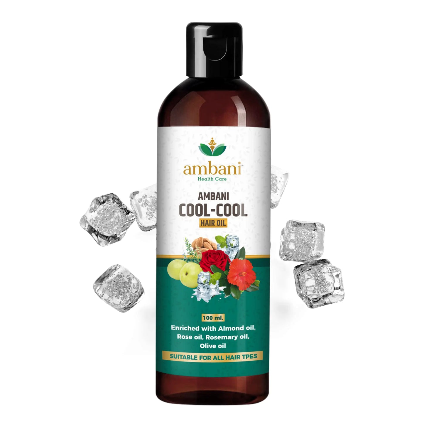 AMBANI HEALTH CARE Cool Hair Oil I with Comb Extension I Unique combination of Ayurvedic Herbs I Relief from Stress, Headache & Body Pain I for Strong, Thick & Shiny Hair I for All Hair Types (100ML)
