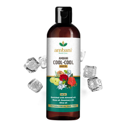 AMBANI HEALTH CARE Cool Hair Oil I with Comb Extension I Unique combination of Ayurvedic Herbs I Relief from Stress, Headache & Body Pain I for Strong, Thick & Shiny Hair I for All Hair Types (100ML)