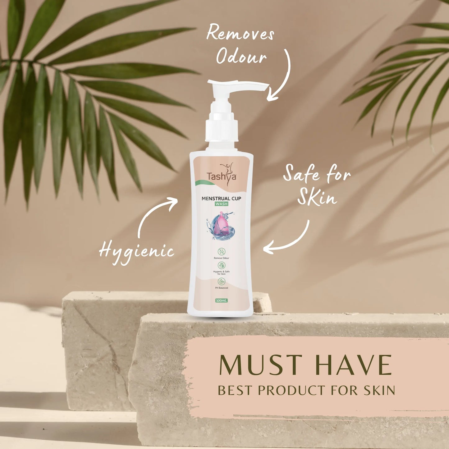 TASHYA Menstrual Cup Wash I Maintains Cup Hygiene I Paraben & Sulphate Free I Natural Foaming Cup Cleanser with Aloe vera, Daisy flower, Mix Fruit I Removes Odour & Stains I Safe for skin - 100 ML