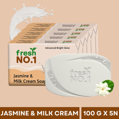 Jasmine & Milk Cream Soap | Gentle Cleansing with Essential Oils | Relaxing & Moisturising | Suitable for All Skin Types | Pack of 5 x 100 g