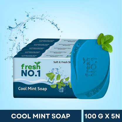 Natural Cool Mint Soap | Refreshing Handmade Bath Bar | Deep Cleansing & Purifying | Free from Mineral Oils | Suitable for All Skin Types | Pack of 5 x 100 g
