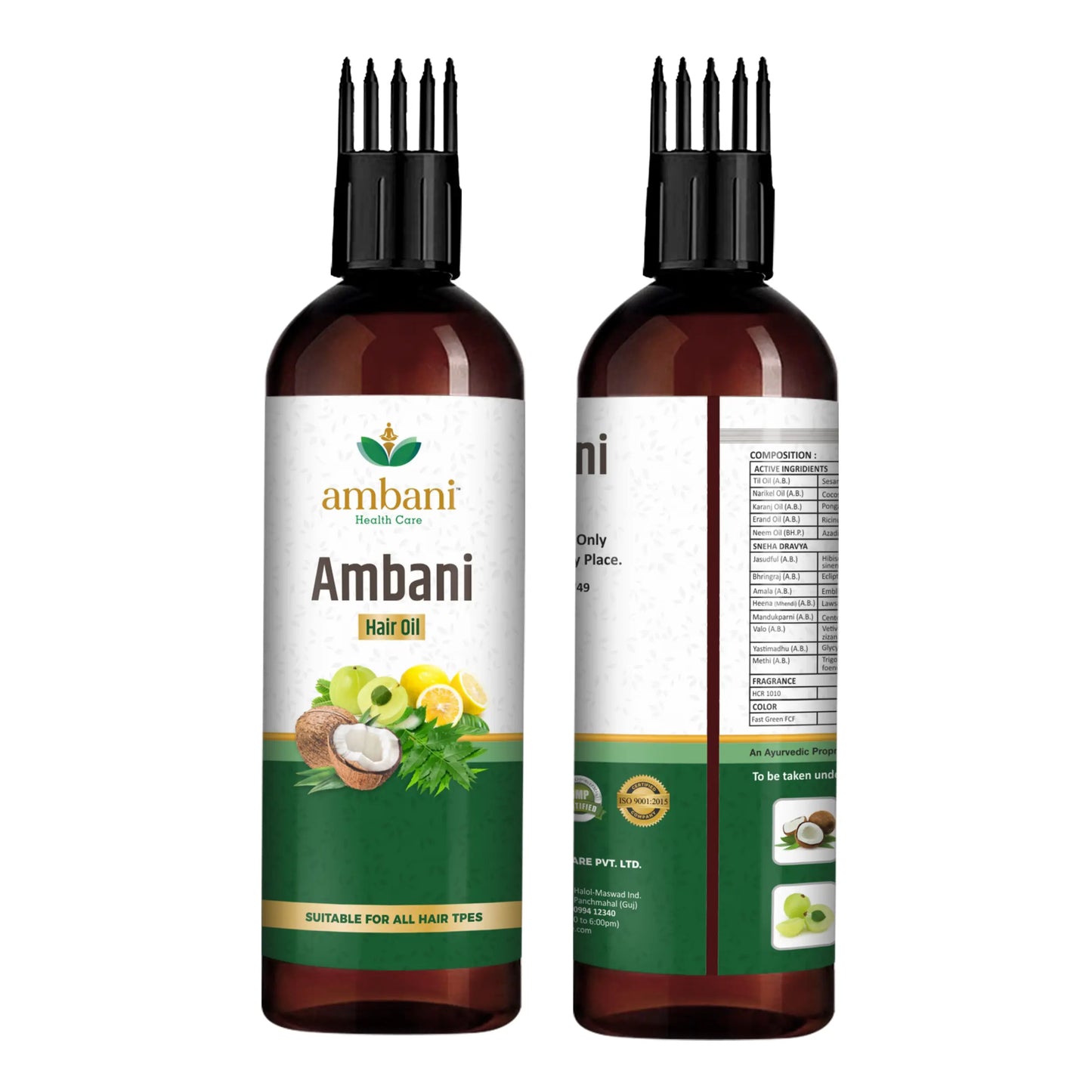 AMBANI HEALTH CARE Ayurvedic Hair Oil I with Comb Extension I Pure & Natural I for Strong, Thick & Shiny Hair I Controls Dandruff I Promotes Hair Growth I for Women & Men with All Hair Types (100ML)