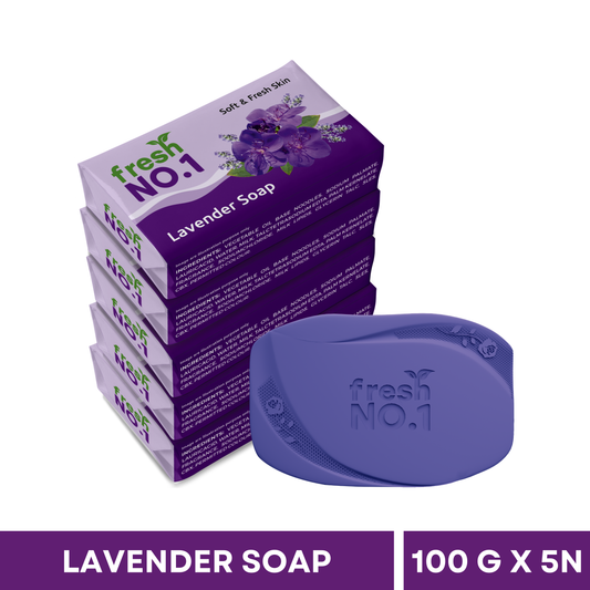 Lavender Soap | Calming, Moisturising & Gentle Bath Bar | Suitable for All Skin Types | Toxin-Free | Promotes Clear, Radiant Skin | Pack of 5 x 100 g