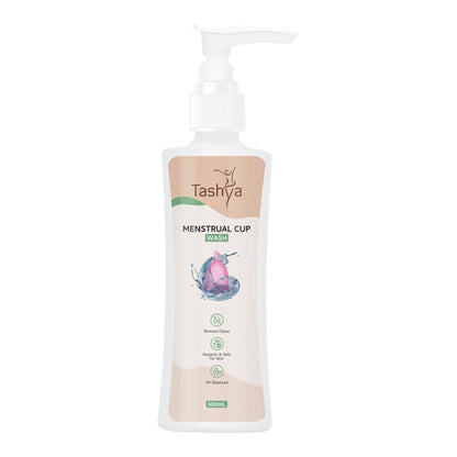 TASHYA Menstrual Cup Wash I Maintains Cup Hygiene I Paraben & Sulphate Free I Natural Foaming Cup Cleanser with Aloe vera, Daisy flower, Mix Fruit I Removes Odour & Stains I Safe for skin - 100 ML