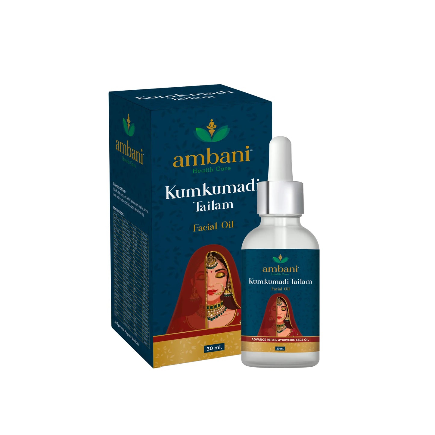 AMBANI HEALTH CARE Kumkumadi Tailam Face Oil I for Glowing Skin, Dull & Damage Skin Repair I Natural Anti-Aging Serum I Ayurvedic Herbal Face Oil For Acne, Pimples, Spots I for Women & Men (30ml)
