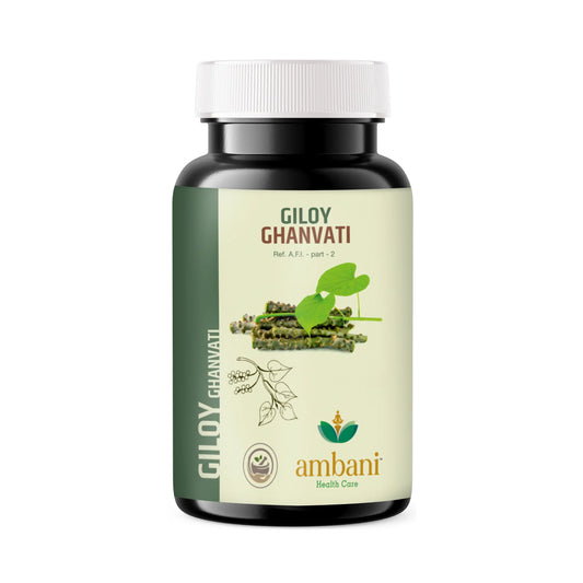 AMBANI HEALTH CARE Giloy Ghanvati Tablet I Natural & Ayurvedic Medicine for Immunity Boosting I Enhances Strength & Stamina I Blood Purification I Improves Digestion I Fights Infection - 60 Tablets