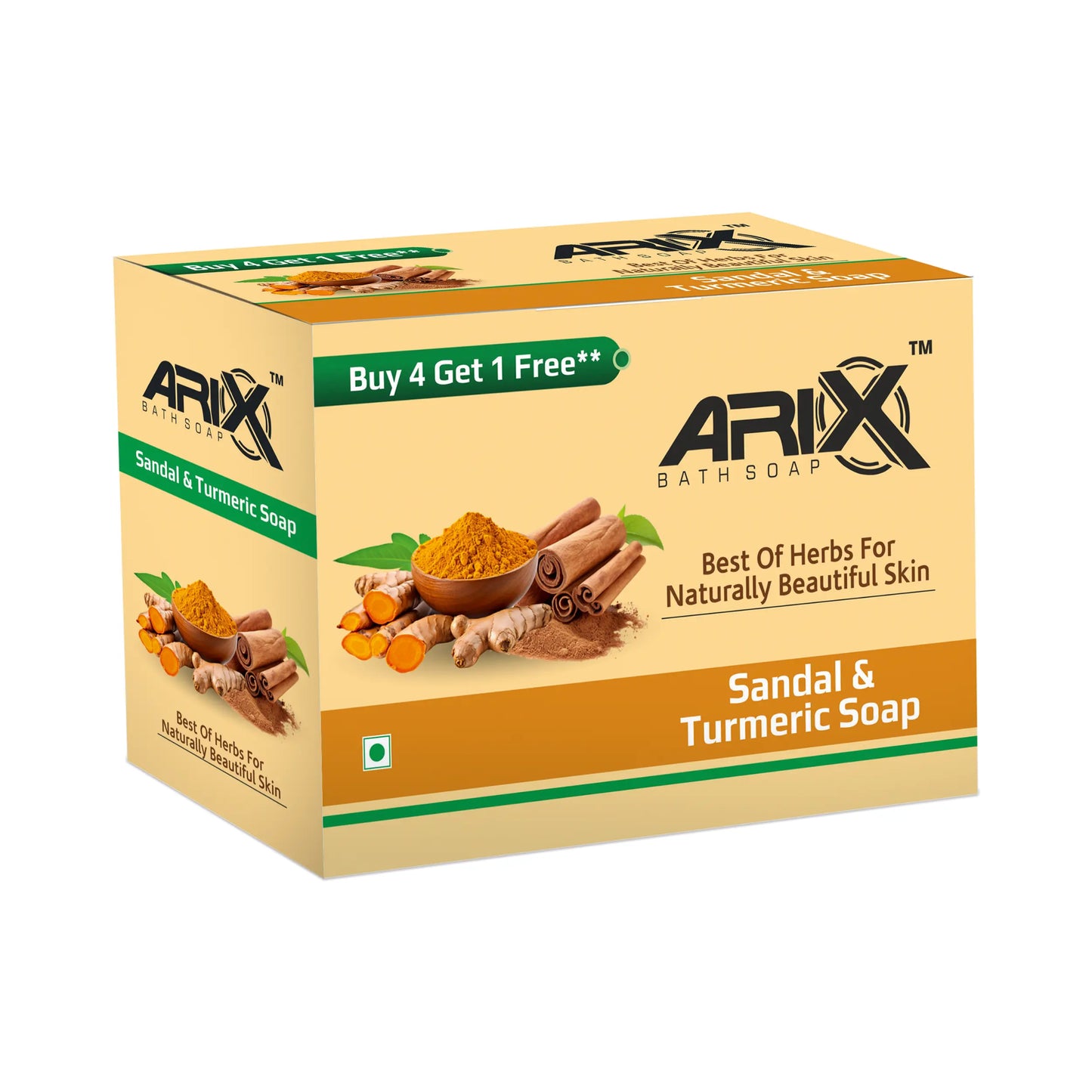ARIX Sandal & Turmeric Soap I with Essential Oil I Long-Lasting Fragrance