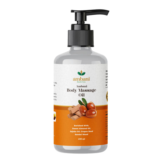 AMBANI HEALTH CARE Body Massage Oil I Pure & Natural Ingredients I Moisturizing Body Oil with Relaxing Aroma for a Soft, Smooth & Glowing Skin I Aromatherapy I Relaxing Mind & Anxiety