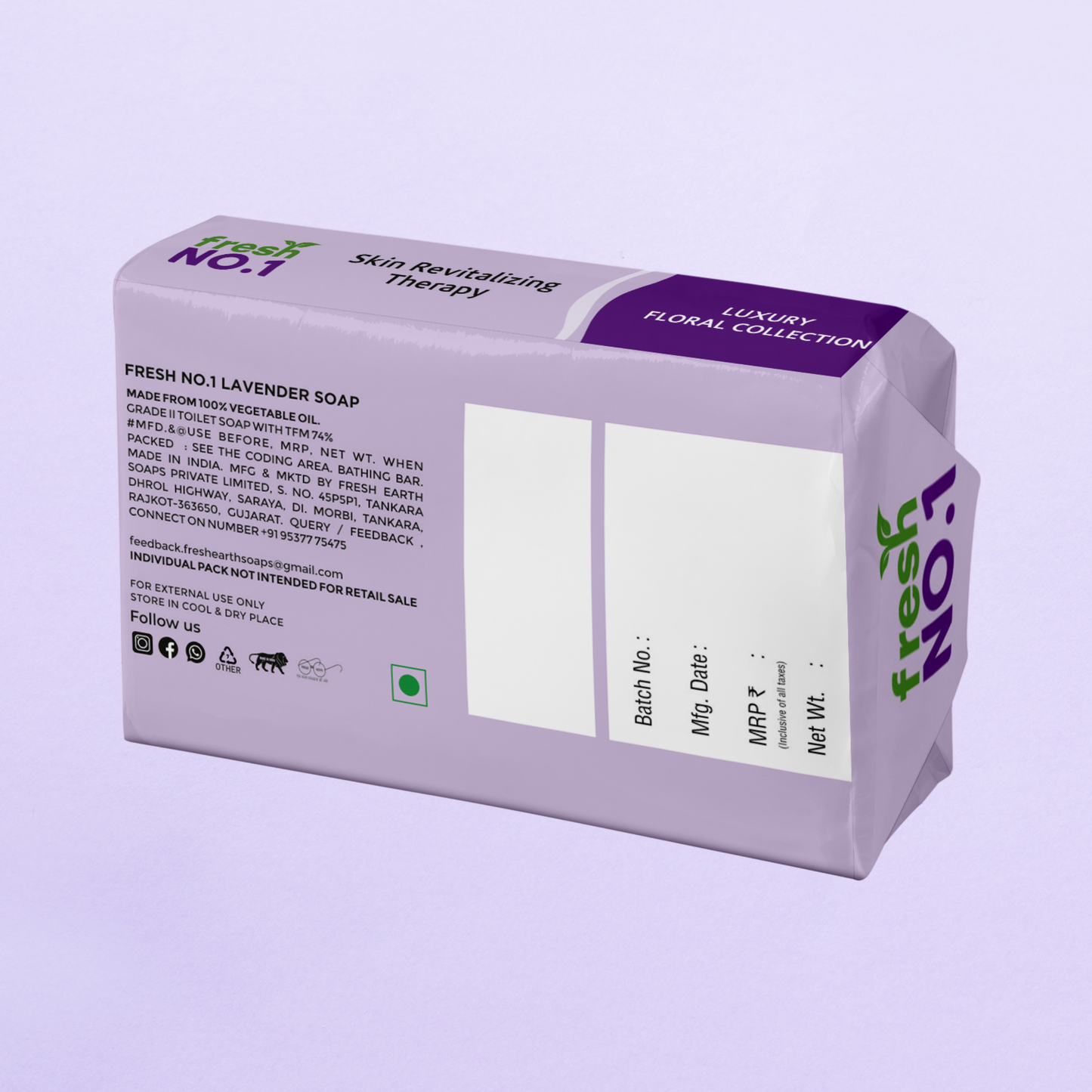 Lavender Soap | Calming, Moisturising & Gentle Bath Bar | Suitable for All Skin Types | Toxin-Free | Promotes Clear, Radiant Skin | Pack of 5 x 100 g