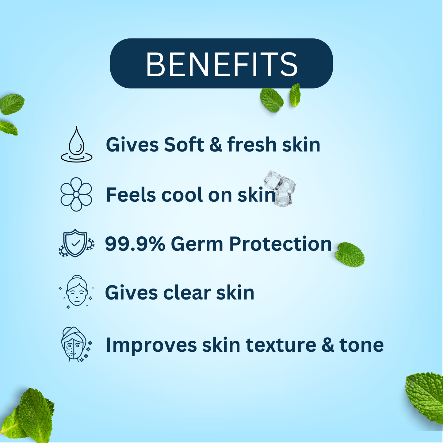 Natural Cool Mint Soap | Refreshing Handmade Bath Bar | Deep Cleansing & Purifying | Free from Mineral Oils | Suitable for All Skin Types | Pack of 5 x 100 g