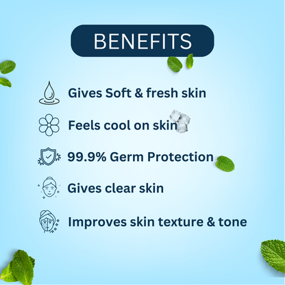 Natural Cool Mint Soap | Refreshing Handmade Bath Bar | Deep Cleansing & Purifying | Free from Mineral Oils | Suitable for All Skin Types | Pack of 5 x 100 g