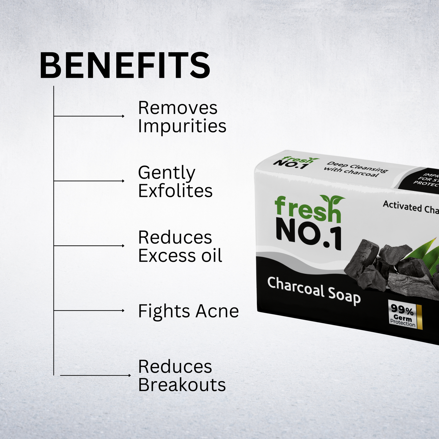 Charcoal Soap | Deep Cleansing & Detoxifying Bath Bar | Helps Reduce Acne & Blackheads | Firms & Refreshes Skin | Suitable for All Skin Types | Pack of 5 x 100 g