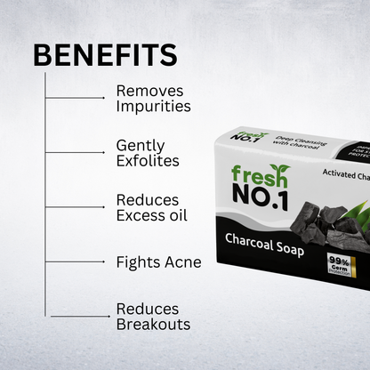 Charcoal Soap | Deep Cleansing & Detoxifying Bath Bar | Helps Reduce Acne & Blackheads | Firms & Refreshes Skin | Suitable for All Skin Types | Pack of 5 x 100 g