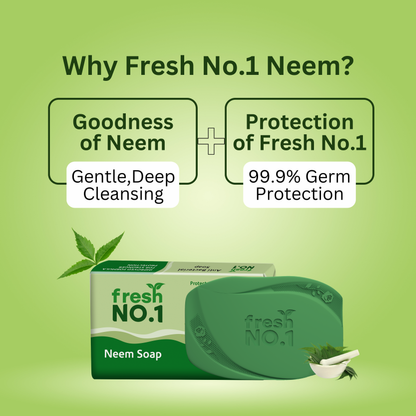 Pure Neem Bathing Bar | Infused with Neem Extracts | For Clear, Beautiful & Nourished Skin | Deeply Cleansing & Moisturising | For Smooth & Healthy-Looking Skin | Pack of 5 x 100 g