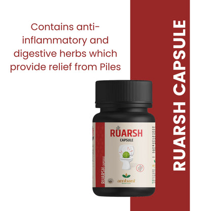 AMBANI HEALTH CARE Ayurvedic Ruarsh Capsule I Relief from Hemorrhoids I All-Natural, Vegetarian I Reduces inflammation and swelling I Relieve in Bleeding, Burning & Pain