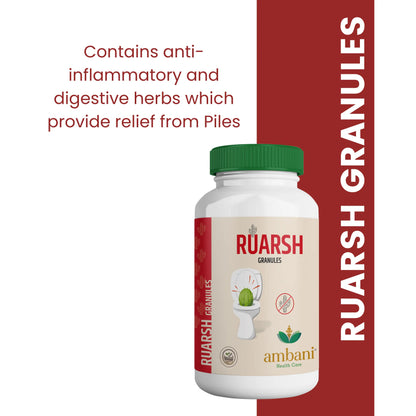 AMBANI HEALTH CARE Ruarsh Granules I Herbal Extracts I Natural Ayurvedic I Effective Ingredients I Relief from Hemorrhoids I Reduces inflammation and swelling – 100gm