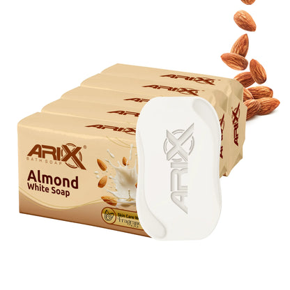 ARIX Almond Soap I with Essential Oil I Natural Cleanser I Clear, Glowing & Radiant Skin I Handmade Bathing Bar for Face & Body I Moisturizing I Suitable for All Skin Types (Pack of 5 Soap)