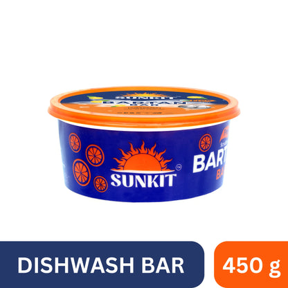 SUNKIT Bartan Bar I Round Dishwash Bar with Free Scrubber I Contains goodness of Lime I Removes Tough stains, Kills Bacteria I Power of Active Boosters I Grease Cleaner for All Utensils