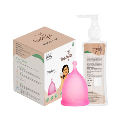 TASHYA Reusable Menstrual Cup (Small) & Cup Wash for Women I Hygienic & Comfortable Silicone Bell Shape Period Cups I Ultra Soft, Removes Odour & Stains I Natural Foaming Cup Cleanser I Safe for skin
