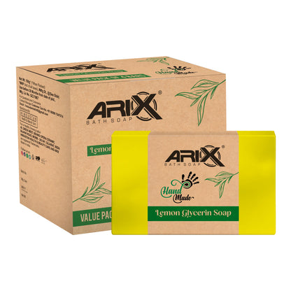 ARIX Lemon Soap I Handmade Organic Bathing Bar I with Glycerin & Lime Extracts I Refreshing, Glowing, Moisturizes & Brightening Skin I Reducing Tanning I for Women & Men with All Skin Types (Set of 4)