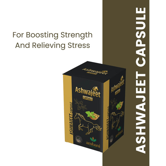AMBANI HEALTH CARE Ashwajeet Capsule I Herbal Ayurveda Ingredients I Support Muscles Strength & Energy I Natural Formulation I Vegetarian I Immunity Booster I General Wellness – 60 Capsules