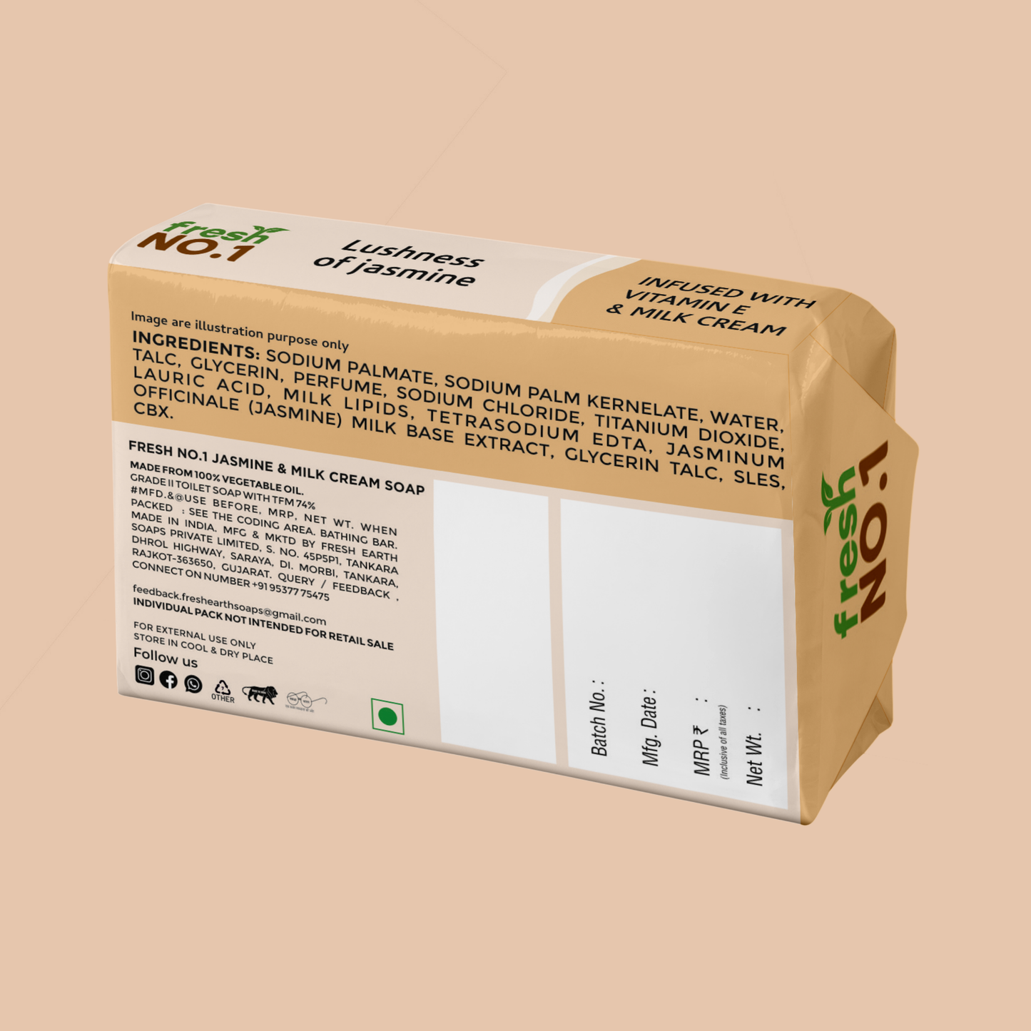 Jasmine & Milk Cream Soap | Gentle Cleansing with Essential Oils | Relaxing & Moisturising | Suitable for All Skin Types | Pack of 5 x 100 g