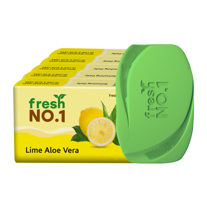 Lime & Aloe Vera Bathing Soap | For Soft, Glowing & Healthy-Looking Skin | Anti-Aging Care | Pack of 5 × 100 g