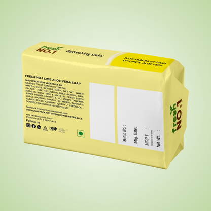 Lime & Aloe Vera Bathing Soap | For Soft, Glowing & Healthy-Looking Skin | Anti-Aging Care | Pack of 5 × 100 g