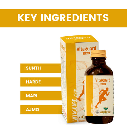 AMBANI HEALTH CARE Vitaguard Syrup I Ayurvedic Medicine I 100% Natural I Reduce Stress & Anxiety I Effective Antioxidant | Maintain Good Health I Made With Herbs (200 ML)