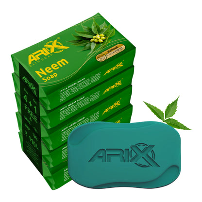 ARIX Neem Soap I with Goodness of Neem Leaves I Herbal Bathing Bar with Essential Oils I Anti-Bacterial I for Smooth, Soft, Moisturised & Nourished Skin I Suitable for All Skin Types (Set of 5)