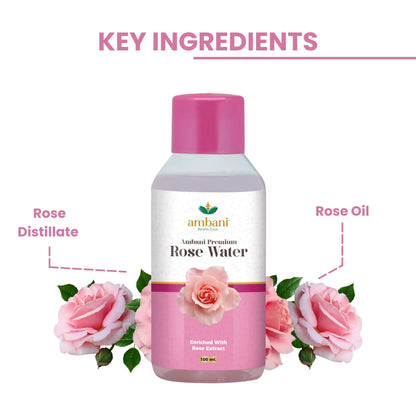 AMBANI HEALTH CARE Premium Rose Water I Natural Gulab Jal I for Skin, Face & Hair I Deep Hydration with Deshi Gulaab I Alcohol-Free I Cleanses, Hydrates & Moisturises Skin for Women & Men