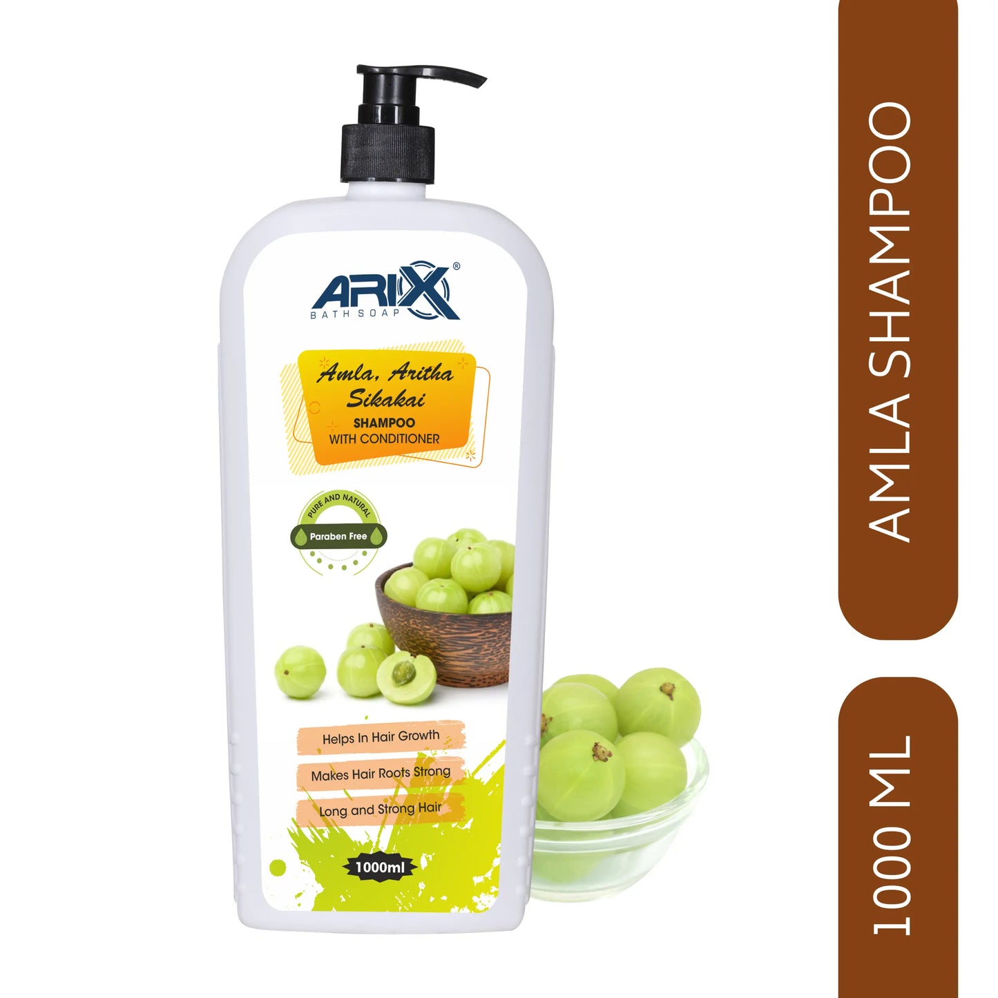 ARIX Herbal Amla, Aritha, & Sikakai Shampoo Conditioner and Almond Soap I Natural Ingredients I Promotes Healthy, Shiny, Glossy Hair, Clear, Glowing & Radiant Skin I for Women & Men (1 L + 5 Pcs)