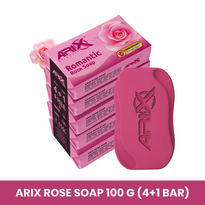 ARIX Rose Soap I Handmade Rose Scented Bathing Bar for Face & Body I Smooth, Soft Moisturized, and Glowing Skin I Sulphate & Paraben free I for Women & Men with All Skin Types (Set of 5)